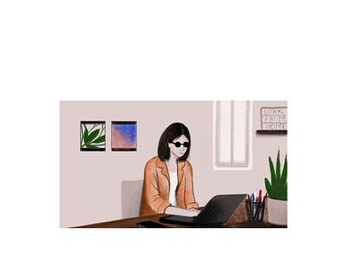 WORK FROM HOME adobe adobefresco adobeillustration animation digital painting during quarantine home tree illustration laptop work from home work from home life working mom