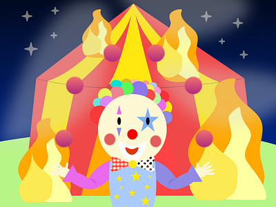Joy Time circus clowns debut design fire illustration joy juggling stars time vector