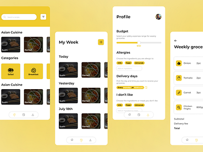 Nutro - Grocery list maker app design dev fit food frontend grocery health healthy illustration list menu mobile restaurant ui ux web