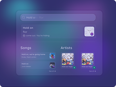 Music search bar (Any feedback is welcome) desktop frost frosted glassmorphism gradient landscape music search bar songs ui