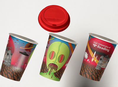Alien Coffee Cup alien coffee coffee cup cup drink illustration packaging packaging design space