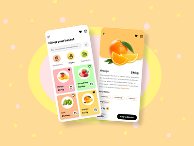 Fruits and Vegetables Delivery App UI adobe xd app app design design mobile mobile ui ui user experience user inteface ux