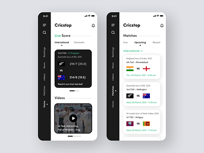 Cricket App app app design design figma mobile mobile ui typography ui user experience ux