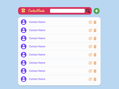 Contact Book - Home (List of contacts)