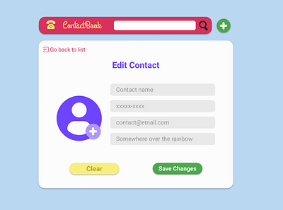 Contact Book - Edit Contact Page contact contact book contact list cute design feminine web app