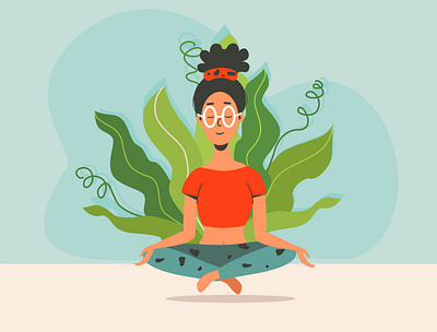 relax asana calm girl illustration meditation plant pose relaxation vectorart woman yoga zen