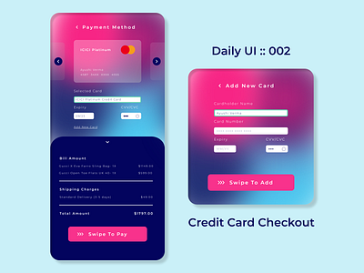 DailyUI #002 - Credit Card Checkout adobexd app dailyui dailyuichallenge design graphic design interactiondesign ui ux