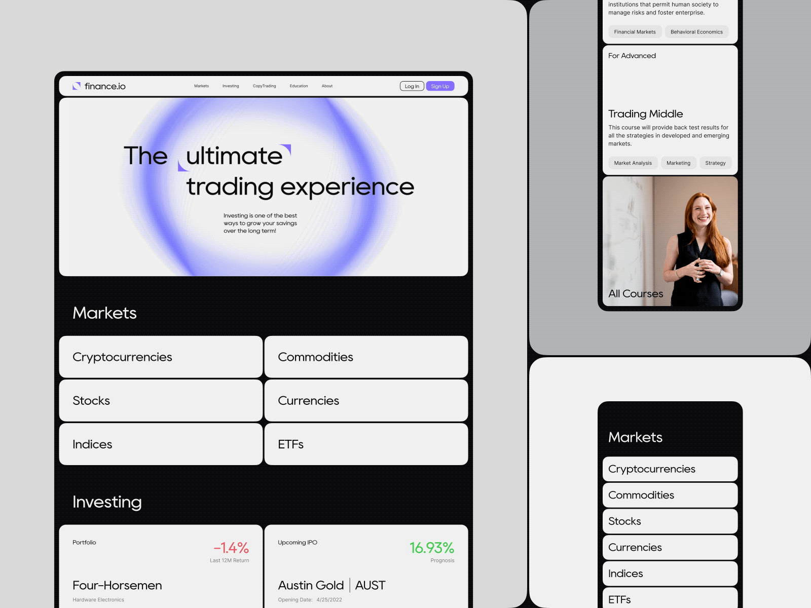 Trading Platform Concept finance fintech homepage trade trading trading platform ui web web design website