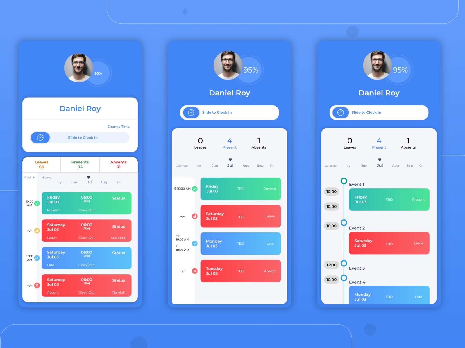 Attendance App concept by M. Jawad on Dribbble