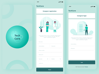TechCare Registration design healthcare ui ux