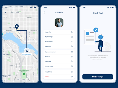 Home Services design map settings success ui ux