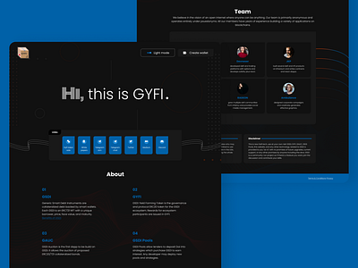 GYFI - dark mode blockchain dapps dark mode design minimalist ui ux