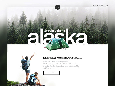 Landing Page AK(Alaska) clean landing page nature travel trip ui ui design web white