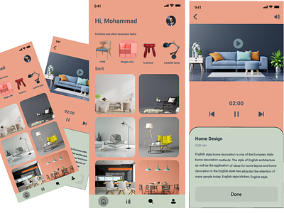Home decoration arrangement app design illustration ui