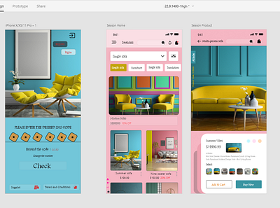 Furniture design and purchase application app design graphic design xd
