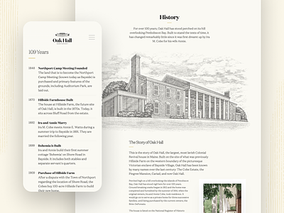 Oak Hall Estate — History editorial engraving estate history mansion mobile oak hall responsive timeline website