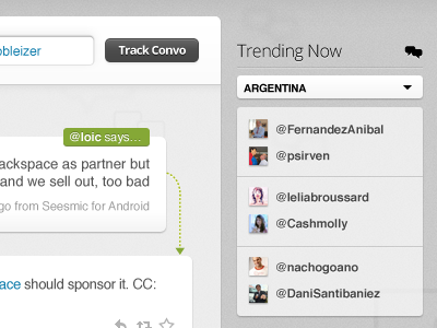 Trending Now @ argentina bettween conversation conversations convo loic mentions search track trends twitter