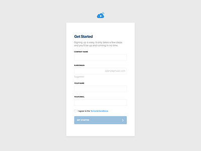 Sign Up Form — OpenPlay / Get Started