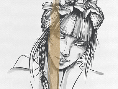 flowers in your hair artwork digitalart drawing drawingart illustration illustration digital ipadpro kiasue procreate sketch
