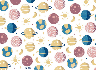 planets pattern illustration ipad art ipad pro kiasue monatsmottomalerei pattern patterndesign procreate procreate illustration space