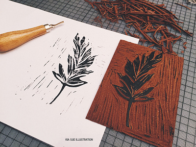 feather linoprint