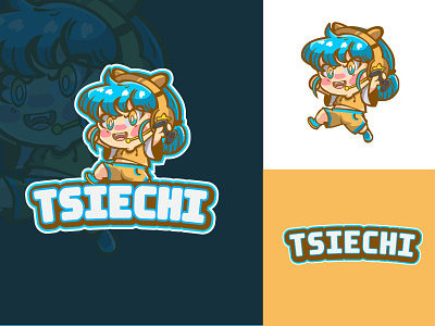 TSIECHI logo esport beijing blue cat catalogue catlogo chibi twitch emotes childrens illustration china fullbody fun japanese art logo character logochibi nyan cat top twitch.tv women yellow youtubers