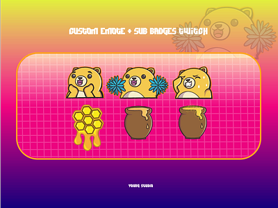 Custom emote & sub badges twitch yellow bear theme's artworkfiverr bear customdesign designbear expresiion feedbackdesign final touches gadgetin handphone honey honeymoon hype illustrator moredesign router sad shock sony yellowbear young