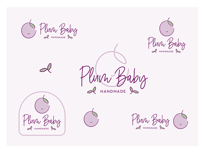 Baby Plums - Round 2.3 baby brand branding design handmade icon illustration leaves logo mark plum vector