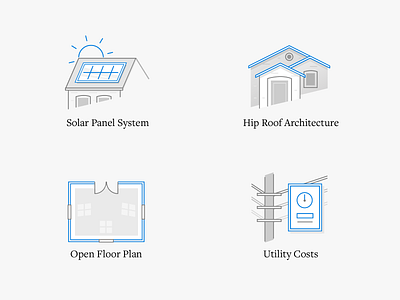 Custom Home Icons - v2 - [WIP] architecture brand design electric floorplan home house icon illustration roof solar solar panel utilities vector