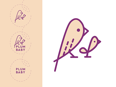 Mama & Baby Bird - Concept Exploration 2 baby bird brand branding design icon illustration logo mark plum vector