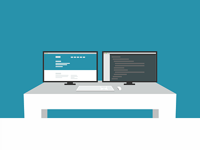 Desk illustration code desk envius monitors office sublime website work