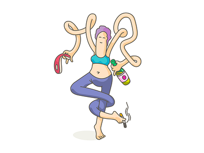 Wife's Yoga alcohol bad habits diet illustration smoker training weight loss wife yoga