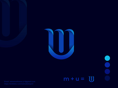 Modern logo (m+u) 3d animation branding branding design business logo design graphic design icon illustration logo logo design m minimal logo minimalist logo modern motion graphics u ui