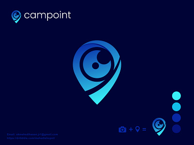 Campoint Modern logo design. 3d animation branding branding design business logo cam camera color design graphic design icon illustration logo logo design minimal logo minimalist logo modern motion graphics point ui