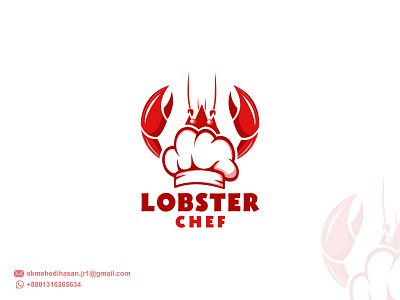 Creative Premium Logo - LOBSTER CHEF 3d animation branding branding design business logo chef creative design graphic design icon illustration lobster logo logo design minimal logo minimalist logo motion graphics restaurant logo ui