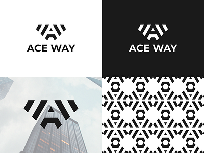 Ace Way aw branding clean design flat graphic design initials letter logo minimal monogram vector