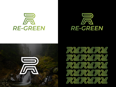 Re-Green branding clean design flat graphic design green letterr line logo minimal nature sportlogo vector