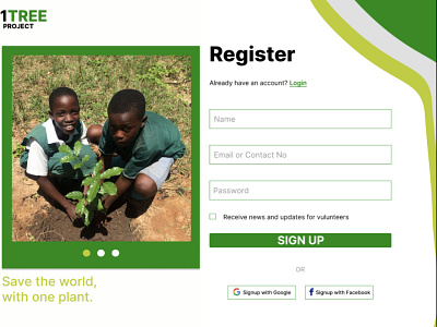 1TREE Project Signup Page branding design graphic design ui