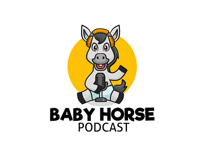 Baby horse logo baby horse cartoon design logo mascot podcast