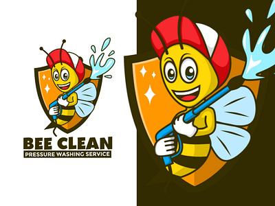 Bee mascot bee cartoon cleaning service design esports illustration logo mascot pressure washing company