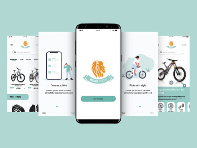 Roar Bikes Mobile Application adobexd branding design flat minimal ui