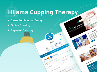 Hijama or Cupping Therapy Landing page Design booking branding cupping therapy design development divi divi builder divi theme eccommerce elegant themes hijama online booking payment gateway ui website wordpress