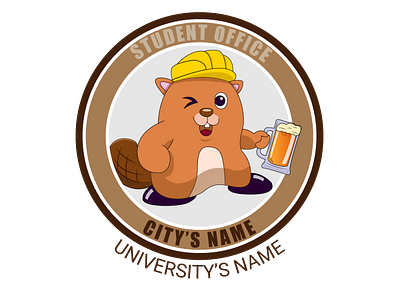 Student Office's logo animal art beaver beer brown design graphisme icon illustration illustrator logo logo design shadow student
