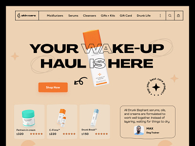 Beauty care website  Header