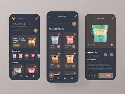 Ice Cream Mobile App Design android app cream e commerce app food delivery app food menu icecream inspiration ios popular shot restaurant app restaurant application sweet trendy ui uiux visual design