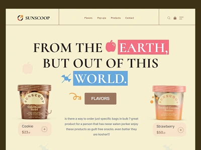 Ice Cream Website Header cream food menu header ice cream website icecream inspiration landing page header popular shot sweet trendy ui uiux visual design web header website header