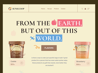 Ice Cream Website Header cream food menu header ice cream website icecream inspiration landing page header popular shot sweet trendy ui uiux visual design web header website header