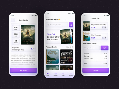 Book Store App app application book books bookshop bookstore design ebook ios library mobile app read readding app reader app reading ui ux