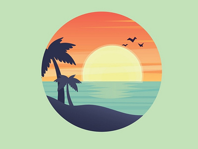 Beach sunset beach design flatdesign illustration illustrator sunset