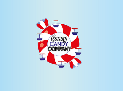 Candy Logo blue branding candy company company logo coney island design flatdesign illustrator logo project red